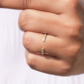 Round Cut Lab Diamond Open Cuff Dainty Band