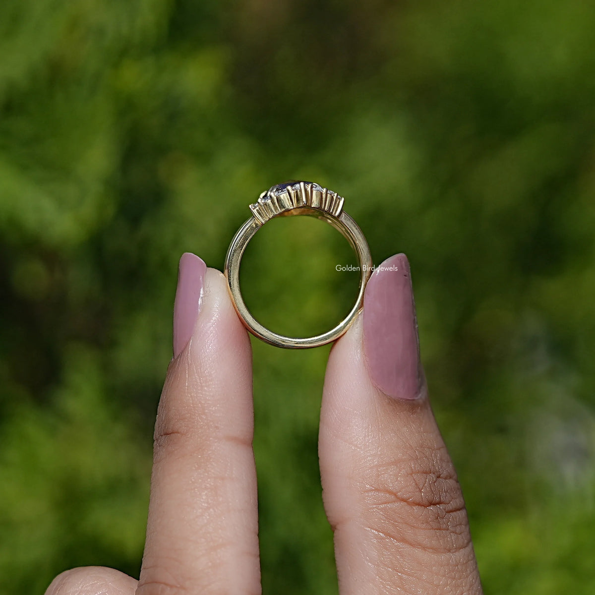 Rose Cut Pear Moissanite Bridal Ring Set