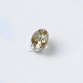 [Top view of brown old mine cut oval loose moissanite]-[Golden Bird Jewels]