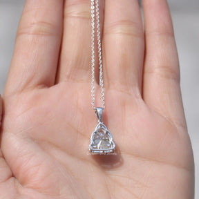 [Moissanite Buddha Cut Bezel Set Pendant]-[Golden Bird Jewels]