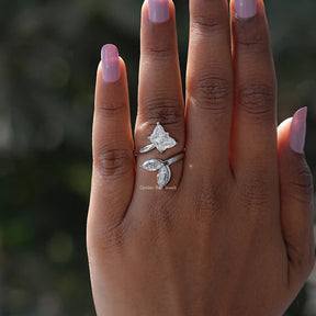 [White Gold Marquise And Butterfly Ring]-[Golden Bird Jewels]