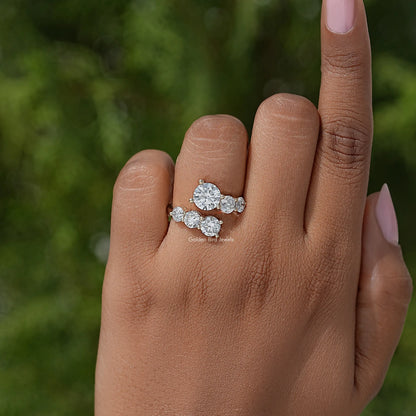 Round Cut Moissanite Bypass Shank Ring