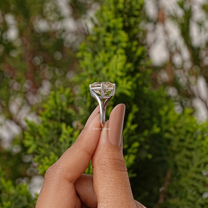 Bypass Shank Old Mine Yellow Cushion Moissanite Solitaire Ring