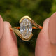 Bypass Old Mine Oval Moissanite Solitaire Ring