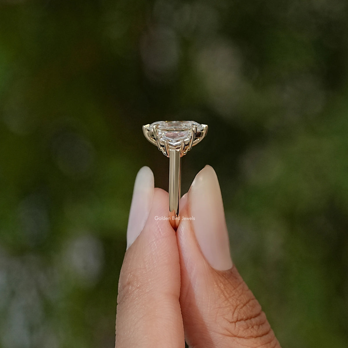 Oval Lab Diamond Three Stone Engagement Ring