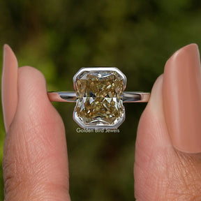 Canary Yellow Radiant Cut Moissanite Solitaire Ring