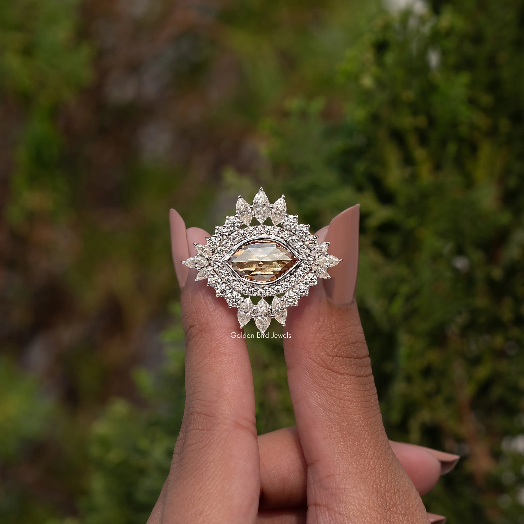 Champagne Marquise Cut Moissanite Vintage Ring