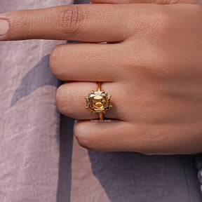 Champagne Old Mine Cushion Moissanite Engagement Ring
