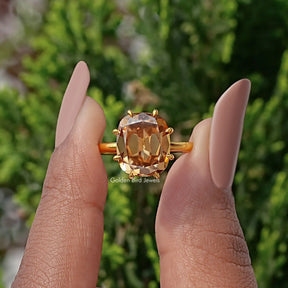 Champagne Old Mine Cushion Moissanite Engagement Ring