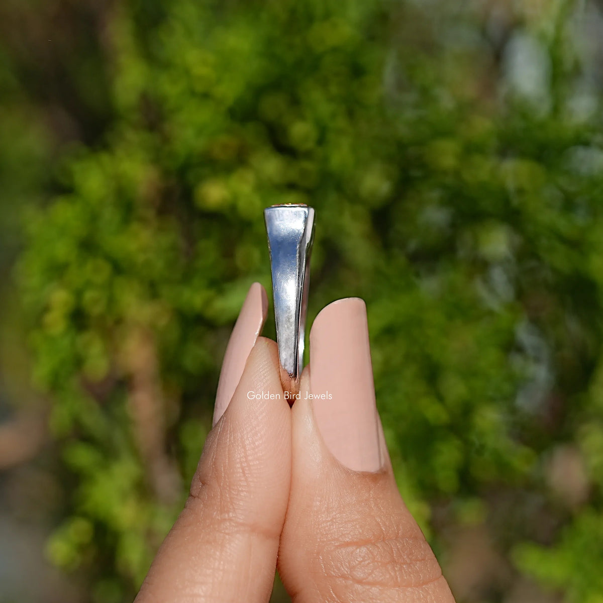 Champagne Criss Cut Moissanite Solitaire Wedding Ring