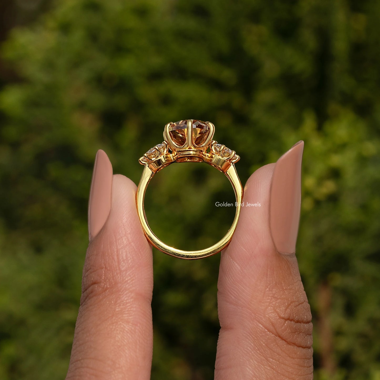 Three Stone Old Mine Oval Cut Solitaire Engagement Ring