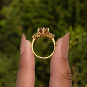 Three Stone Old Mine Oval Cut Solitaire Engagement Ring