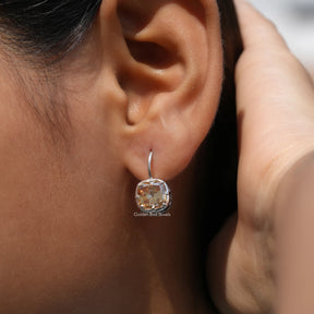 [Cushion Cut Moissanite Earrings]-[Golden Bird Jewels]