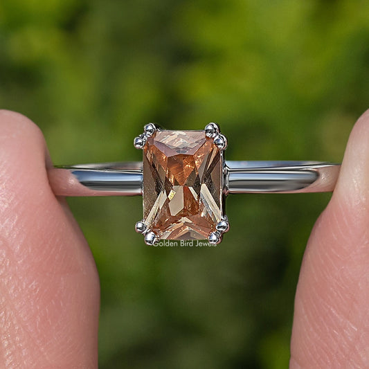 Citrine Orange Emerald Gemstone Ring