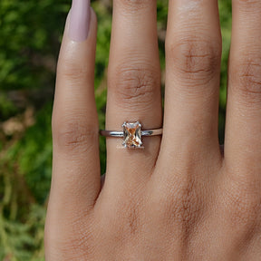 Citrine Orange Emerald Gemstone Ring