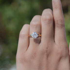 Old European Cut Round Moissanite Solitaire Ring