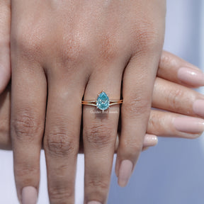 Old Mine Pear Cut Moissanite Split Shank Ring