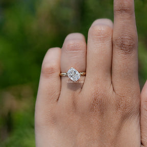 Elongated Cushion Cut Moissanite Solitaire Ring