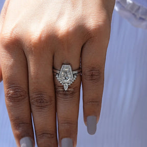 Coffin Moissanite Bridal Ring In White Gold