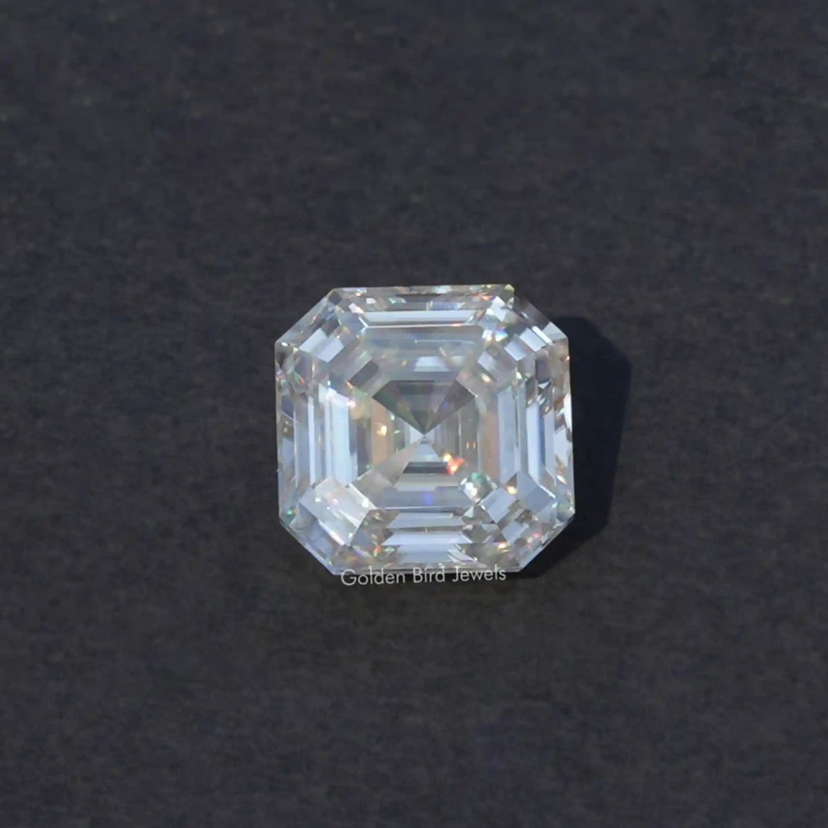 Front View Of Asscher Cut Loose Stone In White Gold 