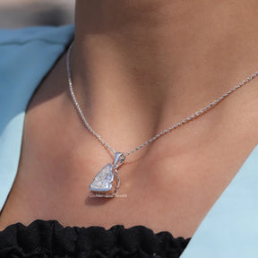 [14K White Gold Colorless Buddha Cut Pendant]-[Golden Bird Jewels]