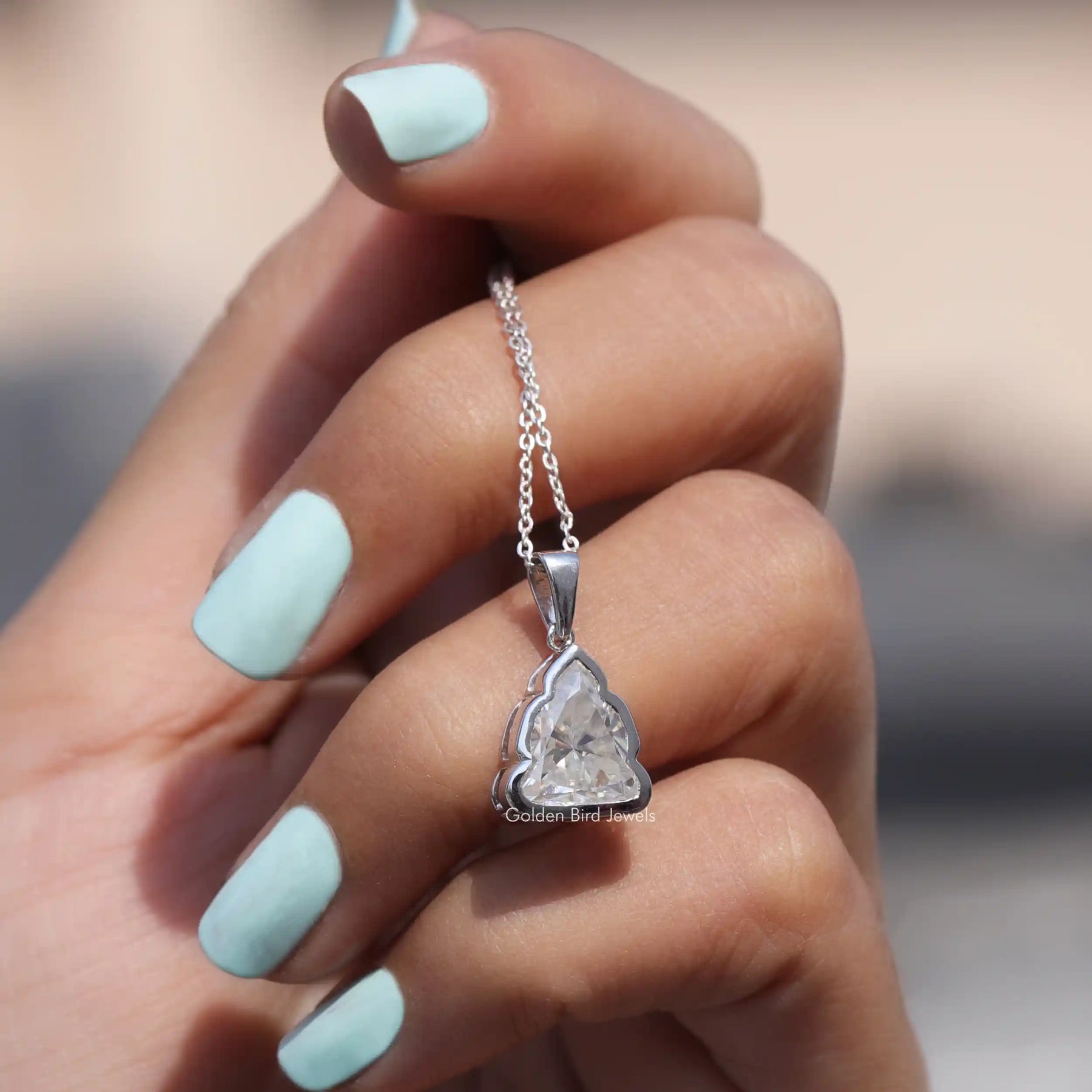[Solitaire Buddha Cut Moissanite Pendant]-[Golden Bird Jewels]