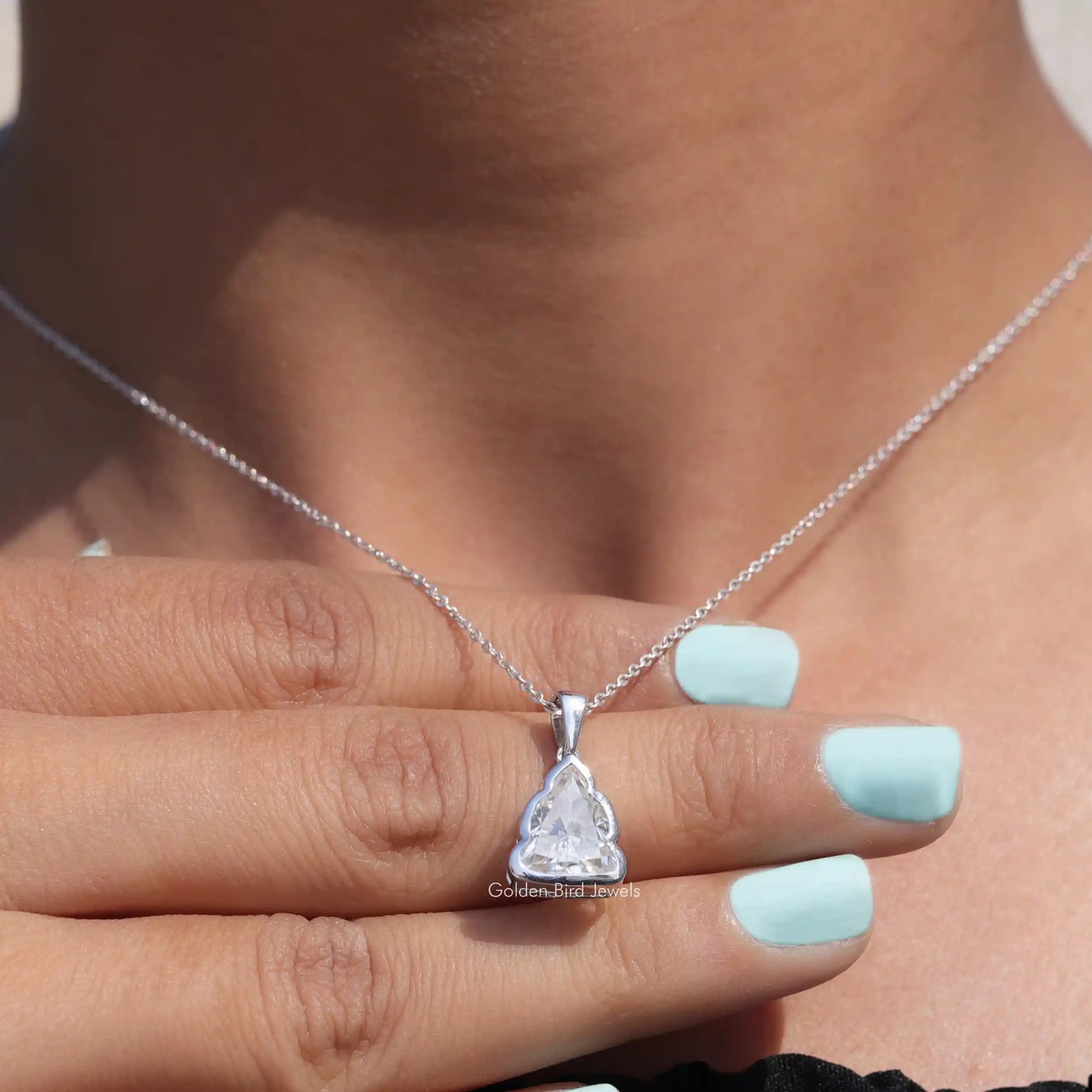 [Buddha Cut Moissanite Solitaire Pendant]-[Golden Bird Jewels]