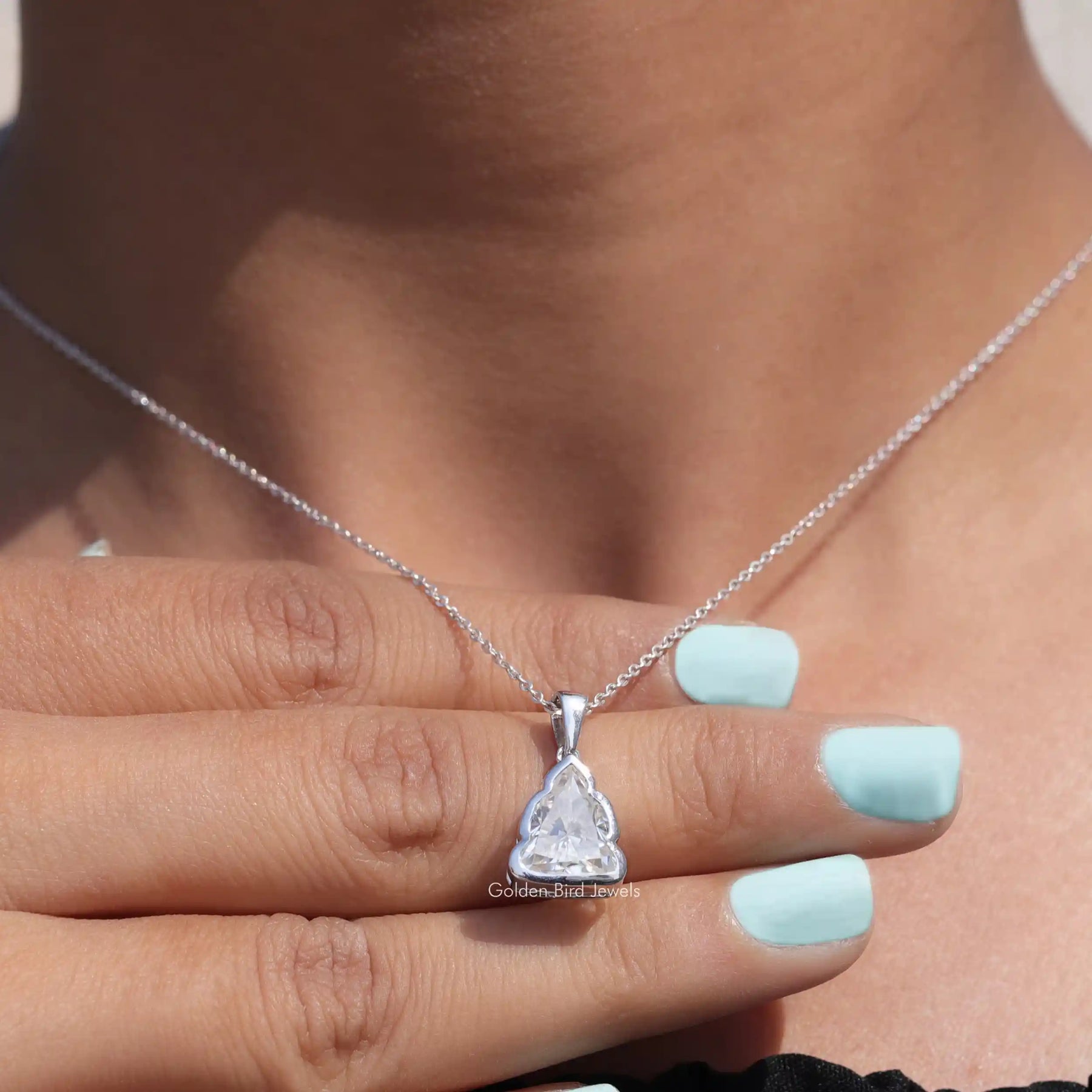 [Buddha Cut Moissanite Solitaire Pendant]-[Golden Bird Jewels]
