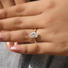 Moval And Round Cut Moissanite Engagement Ring In finger