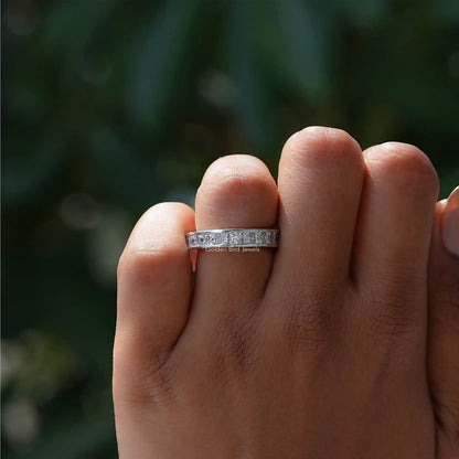 [Princess Cut Moissanite Eternity Wedding Band]-[Golden Bird Jewels]
