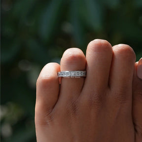 [Princess Cut Moissanite Eternity Wedding Band]-[Golden Bird Jewels]