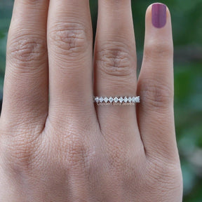 [Half Eternity Round Cut Moissanite Wedding Band]-[Golden Bird Jewels]