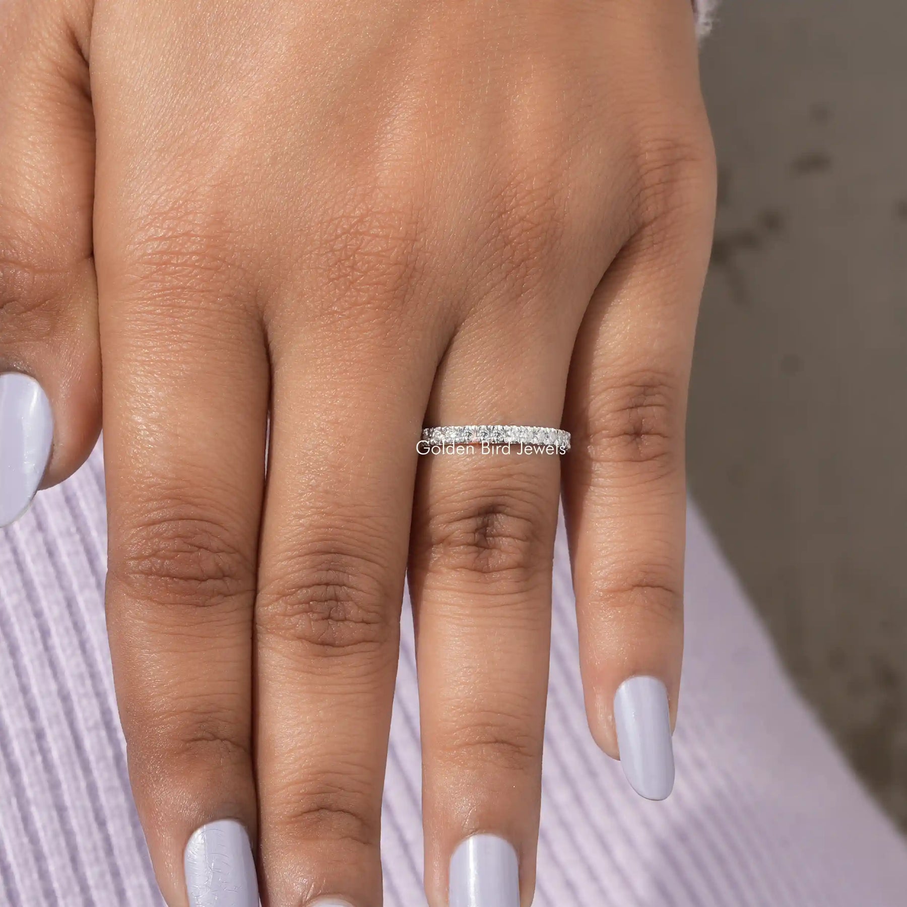 [Colorless Round Cut Moissanite Eternity Band]-[Golden Bird Jewels]