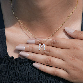 Colorless Round Moissanite M Letter Pendant