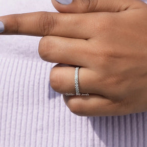 [Colorless Round Cut Moissanite Band]-[Golden Bird Jewels]
