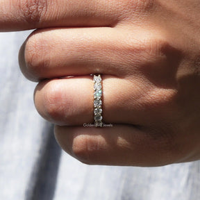 [Round Cut Half Eternity Wedding Band]-[Golden Bird Jewels]