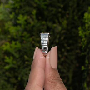 Criss Cut And Baguette Moissanite Two Stone Ring