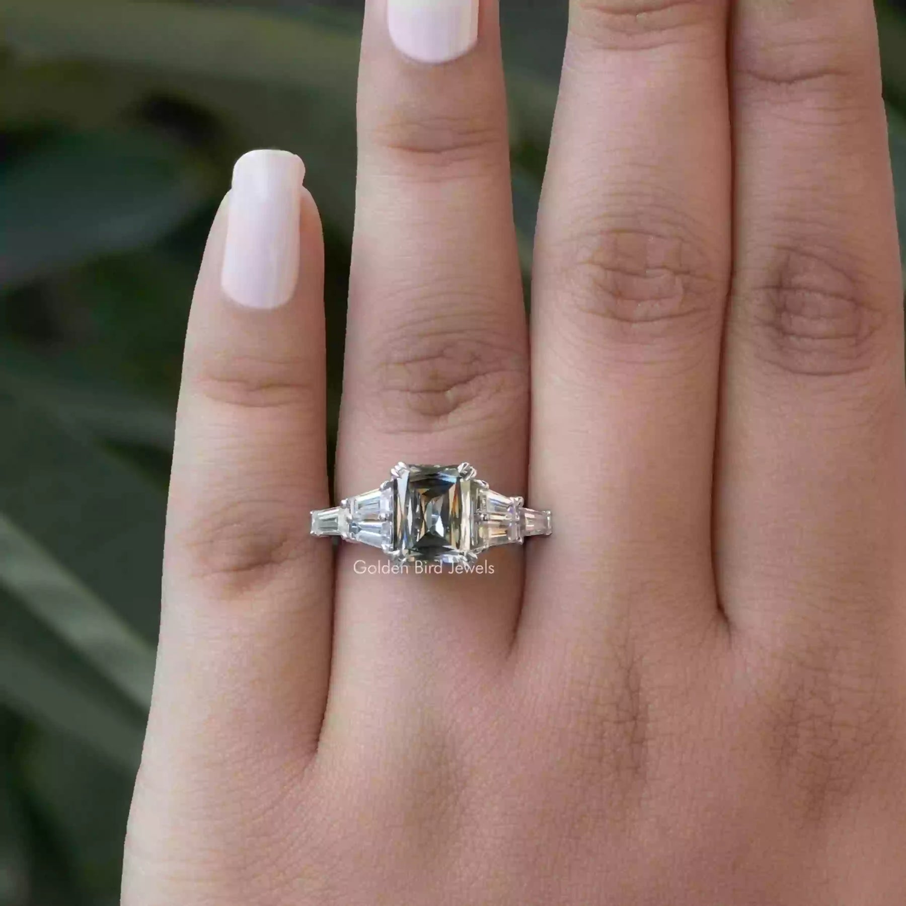 View of Criss Cut Double Prongs Engagement Ring In Yellow Gold