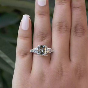 View of Criss Cut Double Prongs Engagement Ring In Yellow Gold