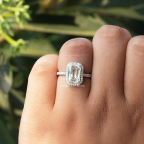 [Moissanite Criss Cut Wedding Ring]-[Golden Bird Jewels]