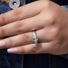 Detailed View Of Criss Cut Moissanite Engagement Ring