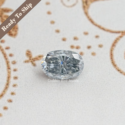 Grauer Crushed Ice Oval Moissanit Edelstein