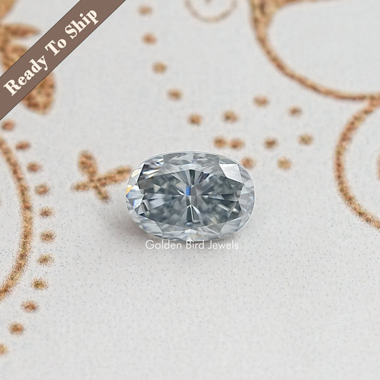 Grauer Crushed Ice Oval Moissanit Edelstein