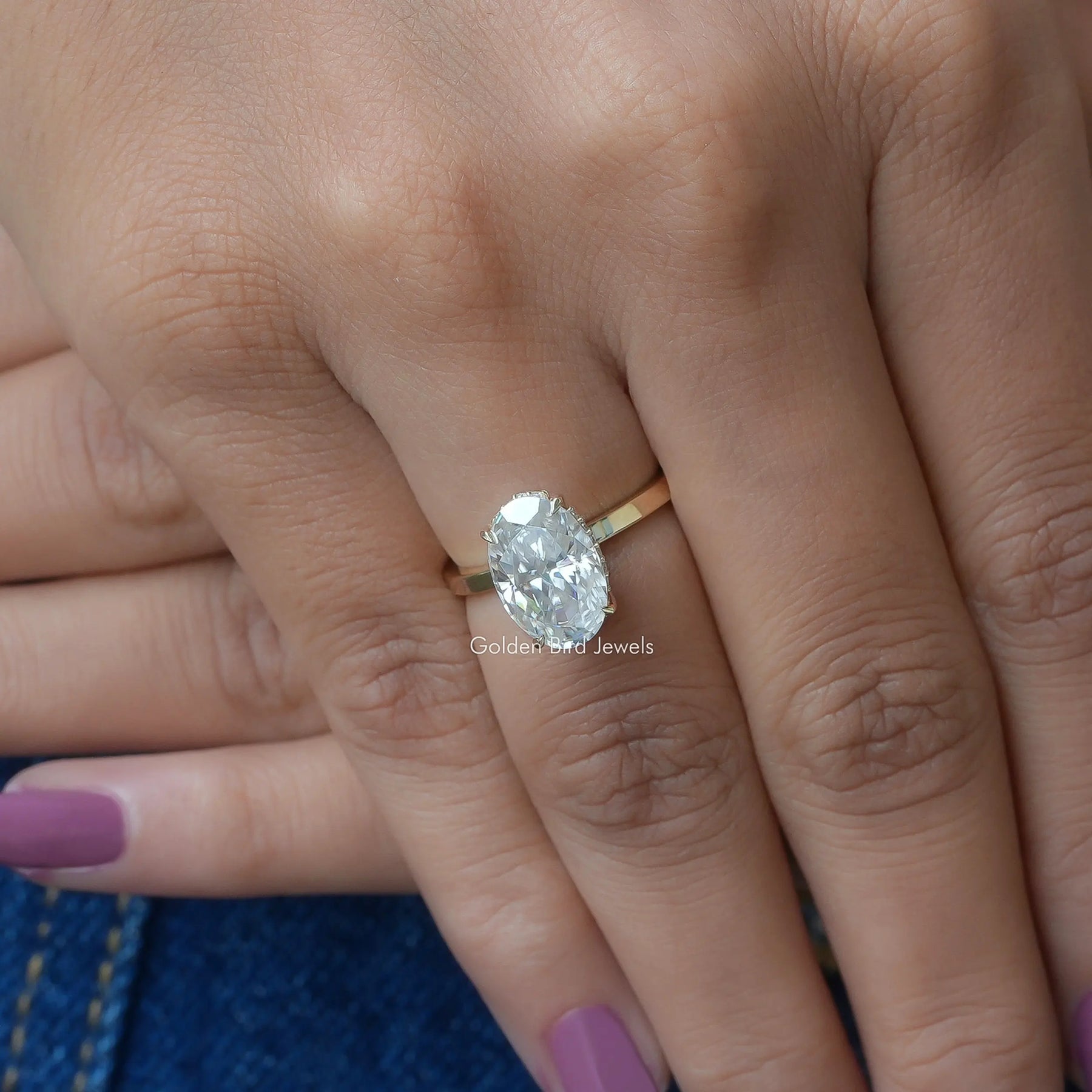 Oval Cut Solitaire Hidden Halo Ring