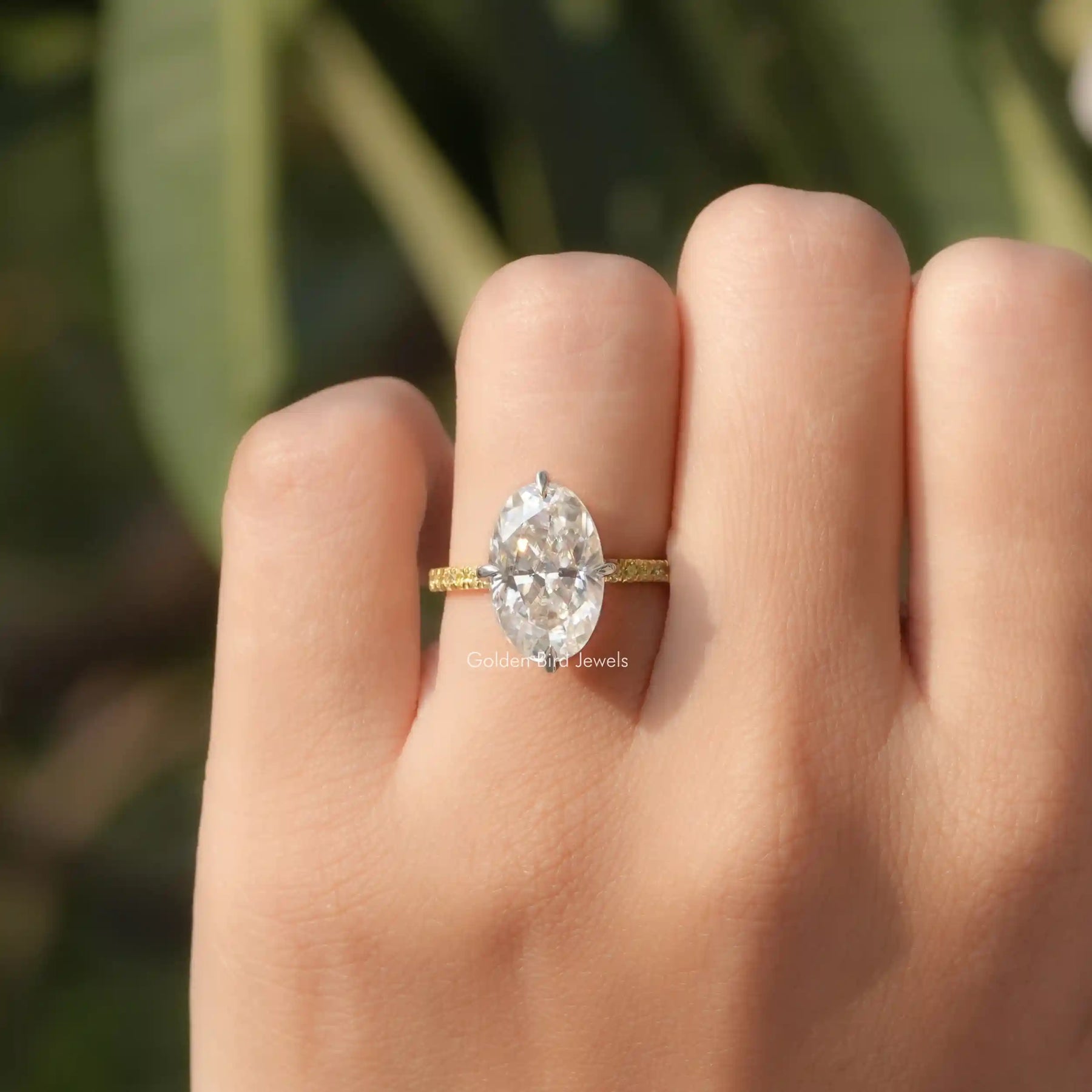 [Oval Cut Moissanite Prong Setting Ring]-[Golden Bird Jewels]