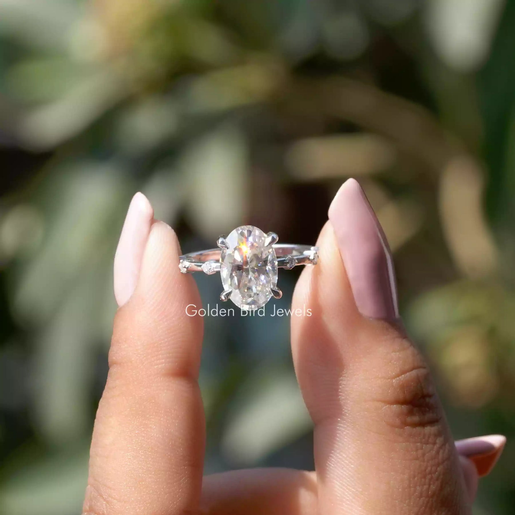 Crushed Ice Oval Engagement Ring