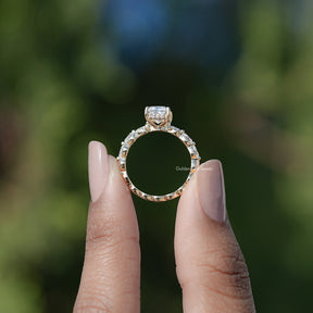 Crushed Ice Radiant Cut Hidden Halo Moissanite Ring