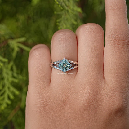 Cushion Moissanite Gemstone Split Shank Wedding Ring