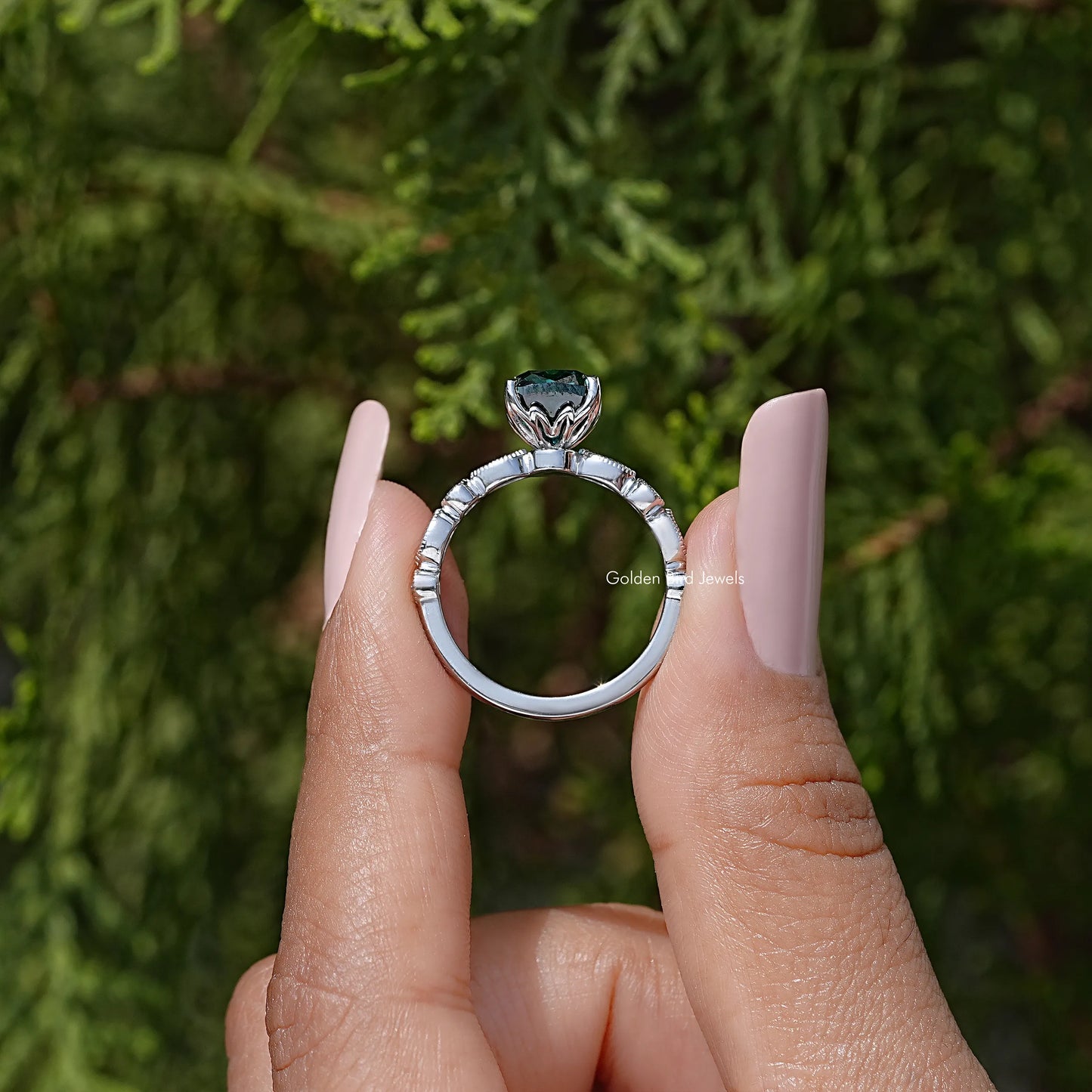 Cushion Moissanite Gemstone Engagement Ring