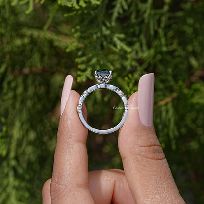 Cushion Moissanite Gemstone Engagement Ring